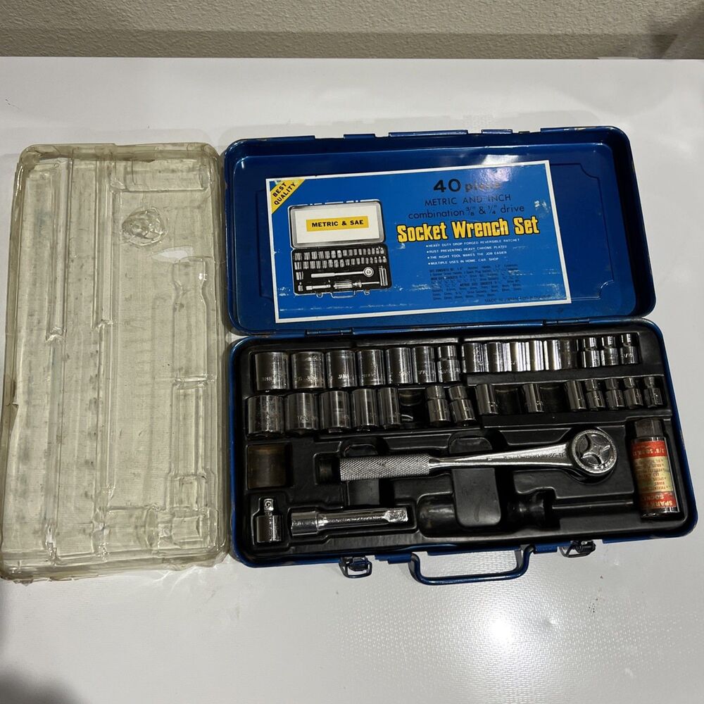 Williams Incomplete SAE & Metric Set 3/8 Drive Ratchet B-52 & Sockets Case Japan
